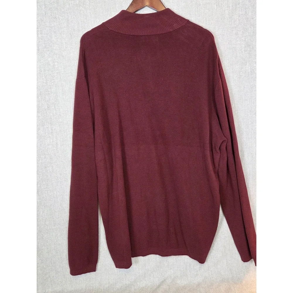 Nautica Men's 2XL Sweater‎ Pullover Burgundy 1/4 Zip Mock Neck Long Sleeve NEW